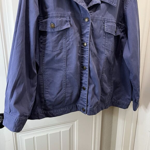 Denim & Co Blue Button Up Long Sleeve Jacket Chore Coat Womens Size 3X - Picture 4 of 9